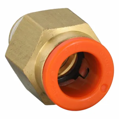 SMC Push-Fit Adapter Fitting: 5/16 in OD x 1/8 in Pipe Size, Push-to-Connect x BSPT - Polybutylene & Brass Tube Fittings