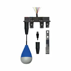 2-wire float switch for pump-down level control in water and wastewater applications. Normally open design activates pump when liquid rises. Rated 125V AC, 1A. Requires pipe clamp for mounting.