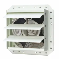 Fiberglass frame and totally enclosed air-over motor resist corrosive environments. Single-speed unit delivers 652 cfm at 1/20 hp on 115V AC single-phase power. Suitable for exhausting fumes, moisture, or dust in industrial ventilation applications.