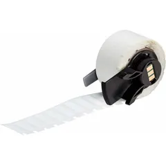 Precut polypropylene wraparound label for marking wires, cables, and small cylindrical surfaces. Black on white printing. Compatible with M610 printer series; requires M7-R6000 ribbon.