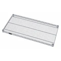 This QUANTUM wire shelf is constructed from steel with an epoxy-coated gray finish. It has a load capacity of 800 lb and is suitable for dry and wet environments. The antimicrobial properties help inhibit bacterial growth, making it appropriate for use in commercial kitchens, warehouses, and clean rooms.