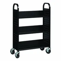 HIRSH Book Cart: 46 1/4 in Overall Ht, 30 3/4 in Overall Wd, 13 in Overall Dp, Single-Sided Sides (MPN 21789)