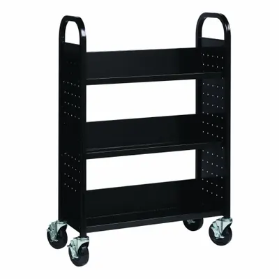 HIRSH Book Cart: 46 1/4 in Overall Ht, 30 3/4 in Overall Wd, 13 in Overall Dp - Book Trucks