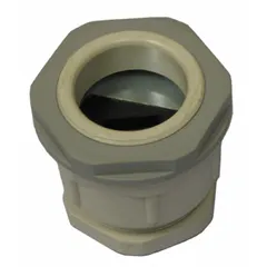 Plastic connector designed for terminating flat cables in festoon systems. Accommodates cable widths from 0.16 in to 0.45 in. Suitable for overhead crane and material handling applications requiring reliable power or signal transmission.