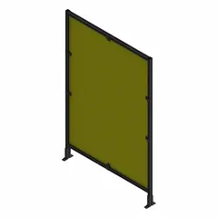 This wire mesh panel starter kit is assembled and finished with an anodized/PVC-coated black frame and a yellow square mesh panel. It measures 72 inches high by 36 inches wide by 5 1/2 inches deep. Used to build enclosures, machine guarding, or partition walls in industrial settings.