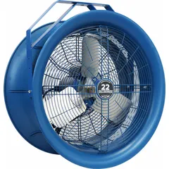 This non-oscillating fan head features a 22-inch blade driven by a 1/2 hp, three-phase motor operating at 208 to 230/460V AC. It provides single-speed, high-velocity airflow for industrial ventilation, cooling, and drying applications in warehouses, factories, and workshops.