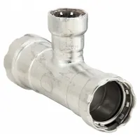 VIEGA MEGAPRESS Crimp Tee Fitting: 1 in Pipe x 1 in Pipe x 1/2 in Pipe Size, EPDM (MPN 90135)