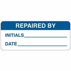 Blue/white rectangular polyester label for indicating inspection status. Matte finish suitable for indoor use. Supplied in a pack of 14. Commonly used to mark equipment or components that have passed inspection.