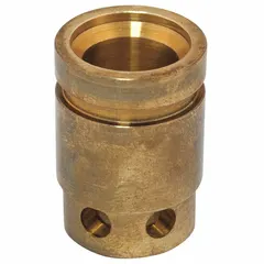 This brass cartridge sleeve with chrome finish is a replacement part for faucets, designed to control hot and cold water flow. It has an overall length of 13/16 in and is compatible with Chicago Faucets brand fixtures. Commonly used in commercial or industrial faucet repair and maintenance.