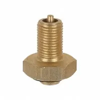 This clamp-in valve adapter features an L-shape with a 180° valve stem angle, allowing access in confined spaces on tire inflation systems. Constructed of brass metal with a 0.305-32 thread size, it provides a corrosion-resistant connection for industrial vehicles, trailers, or machinery