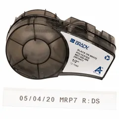 Continuous label roll cartridge for use with M211 printer series. Constructed of cryogenic autoclavable polyester with a temperature range of -40°F to 293°F. Suitable for labeling in extreme environments such as cryogenic storage and autoclave sterilization.