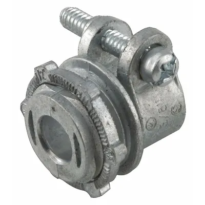RACO Straight Connector - Squeeze Clamp Style: Zinc, 1 1/4 in Trade Size, 1 1/4 in MNPT - Straight Connectors - Squeeze Clamp Style
