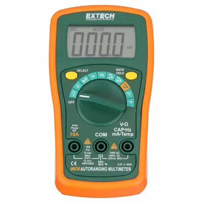 EXTECH Digital Multimeter: Avg, CAT II 600V, 600 V Max AC Volt Measurement - Standard Feature Multimeters
