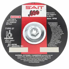 This depressed center cut-off wheel (Type 27) is designed for general purpose cutting of carbon and stainless steel. It features a 9" diameter, 0.09" thickness, and 5/8"-11 arbor, with aluminum oxide abrasive at 60 grit. Suitable for metal fabrication, construction, and maintenance tasks requiring clean cuts on ferrous and non-ferrous materials.