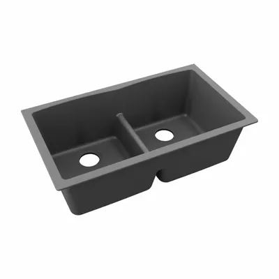 ELKAY Sink: 33 in Overall Lg, 19 in Overall Wd, 10 in Bowl Dp, 15 1/4 in Bowl Lg - Two-Bowl Counter-Mounted Kitchen & Bar Sinks without Faucets