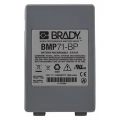 This NiMH rechargeable battery pack is designed for use with the BMP71 portable label printer. It provides power for on-site labeling tasks such as asset identification, cable marking, and safety sign creation in industrial facilities.