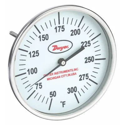 Dwyer Adjustable-Angle Glow-in-the-Dark Thread-Mount Dial Thermometer - Adjustable-Angle Glow-in-the-Dark Thread-Mount Dial Thermometers