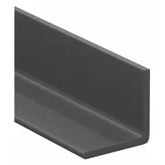 Structural fiberglass angle stock with 3 in outside leg length, 2 3/4 in inside leg length, and 1/4 in leg thickness. Features a polished mechanical finish, dark gray color, and square inside corner shape. Used for structural support in corrosive environments such as chemical plants, water treatment, and marine platforms.