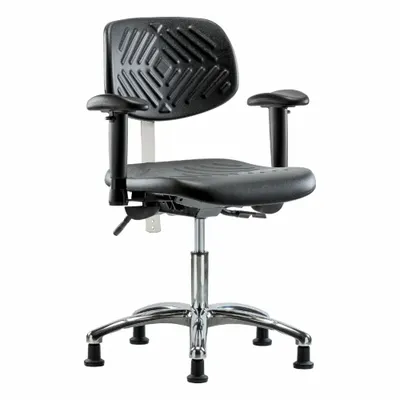 OEM Cleanroom Chair: Polyurethane, Arms Included, Ht Range 17 1/2 in to 22 3/4 in - Polyurethane Cleanroom Chairs