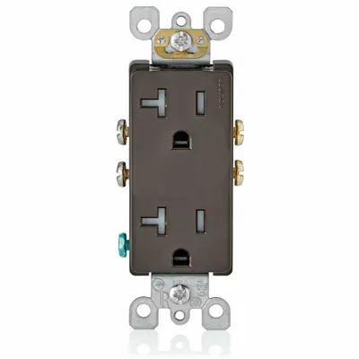 LEVITON Receptacle: Decorator Duplex, 5-20, Brown, 125V AC, 20 A, 2 Pole / 3 Wire (MPN T5825) - General Purpose Receptacles