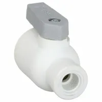 LIQUIFIT Manual Two-Way Ball Valve: 1/4 in, Polypropylene, Straight, Push x FNPT, Two-Piece, Lever (MPN LFPP4VFC2)