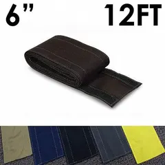 Fabric hook-and-loop cable floor cover, 6 inches wide and 12 feet long, made of black nylon. Used to manage and protect cables across walkways and work areas, reducing trip hazards and shielding cables from foot traffic and equipment.