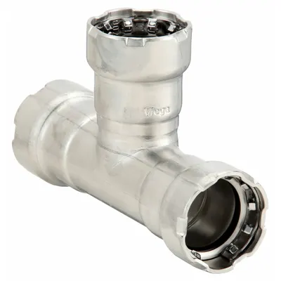 VIEGA MEGAPRESS Crimp Tee Fitting: 1/2 in Pipe x 1/2 in Pipe x - Potable Water Stainless Steel Press Fittings