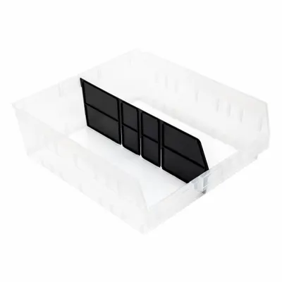 QUANTUM STORAGE SYSTEMS Long Bin Dividers: 16 in x 6 in, 15 in Overall Wd - Plastic Shelf Bin Dividers