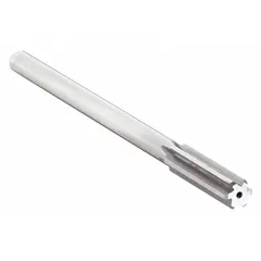 This straight-flute chucking reamer is made from high-speed steel with a neutral finish. It has a 0.413-inch diameter and is classified as type Z. Used for enlarging and finishing drilled holes to precise diameters in general machining operations.
