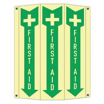 LYLE Safety Sign: Aluminum, Mounting Holes Sign Mounting - Tri-Bend Projection First Aid Signs