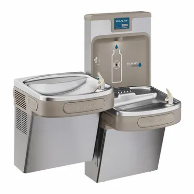 ELKAY LZSTL8WSSP On-Wall Two-Level Drinking Fountain with Bottle Filler - On-Wall Two-Level Drinking Fountains with Bottle Fillers