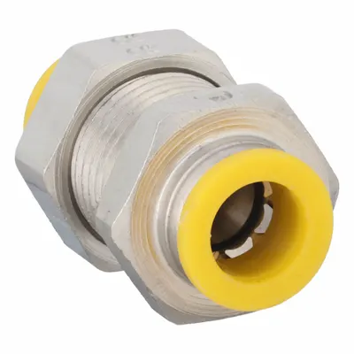 PARKER Push-Fit Union Fitting: 10 mm OD x 10 mm OD Size, Push-to-Connect x Push-to-Connect - Nickel-Plated Brass Tube Fittings