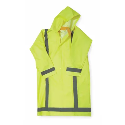 CONDOR Rain Jacket with Detachable Hood: U, S, Green, Snap, 2 Pockets, Jacket Jacket - Class 3 Men's U-Back Rain Jackets & Coats