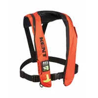 Type V USCG Approved inflatable personal flotation device with 35 lb buoyancy from CO2. Features automatic inflation with manual backup, belt closure, and SOLAS-grade reflective material for high visibility. Suitable for marine and industrial water safety applications
