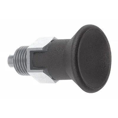 KIPP Indexing Plunger: Locking, SS, M6x0.75 Thread - Locking Short-Pin Pull-Knob Indexing Plungers