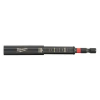 This magnetic bit holder with screw guide accepts 1/4 in hex-shank bits and features a hex shank for secure retention. Impact rated for use with impact drivers, it is suited for driving screws in construction, framing, and metalworking applications where precision and bit retention are required