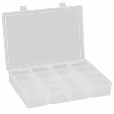 DURHAM MFG Compartment Box: 9 in x 13 1/8 in x 2 3/8 in, Clear, 16 Compartments - Small Parts Compartmented Boxes with Fixed Dividers