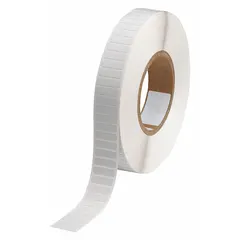 This precut label roll measures 1/4 in x 29/32 in and is made of polyimide with a white matte finish. It is rated for temperatures from -94°F to 572°F and is designed for use with the BBP11 printer series. Typical applications include labeling in industrial environments requiring high-temperature resistance.