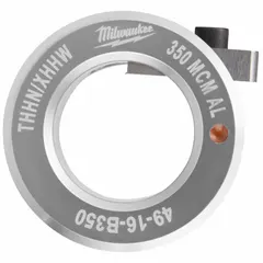 Aluminum stripping bushing for 350MCM THHN/XHHW conductors. Compatible with MILWAUKEE models 2435-20 and 2935-20. Used in wire stripping operations for aluminum cables in electrical installations.