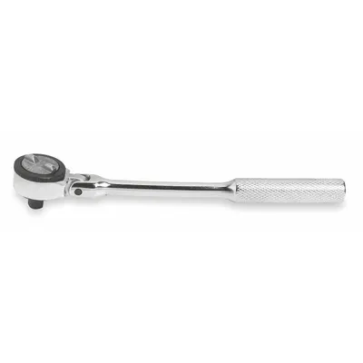 PROTO Hand Ratchet: Round, Reversible, 6 1/2 in Overall Lg, Chrome, 5° Min Arc Swing - Flex-Head Ratchets