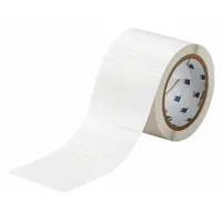 Pre-Cut Label Stock Roll: 1/4 in x 3 in, 1/4 in, Polyimide, Permanent Adhesive, White (Matte) (MPN THT-16-729-2.5)