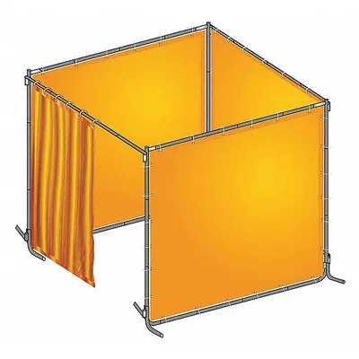 OEM Welding Booth Kit: 8 ft Wd, 6 ft Ht, Yellow, PVC - Tinted Transparent Welding Booths