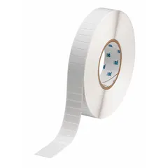 This precut label roll measures 3/8 in x 1 in and is made of polyimide with a white matte finish. Each roll contains 10,000 labels and is compatible with the BBP11 printer series. Commonly used for durable identification in industrial settings such as electrical panels, control cabinets, and asset tagging.