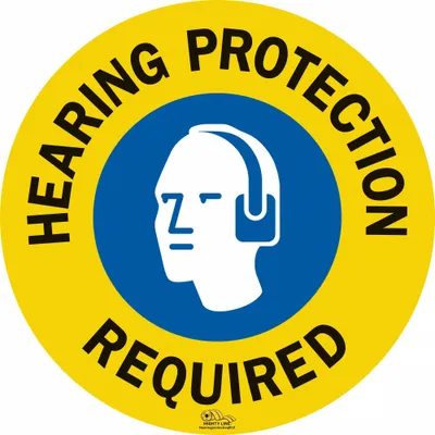 MIGHTY-LINE Hearing Protection Required Floor Sign - Hearing Protection Required Floor Signs