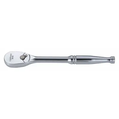 WESTWARD Hand Ratchet: Pear, Reversible, 11 in Overall Lg, Chrome - Standard-Head Ratchets