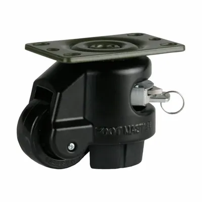 FOOT MASTER Plate Caster: Nylon Tread, 50 mm Wheel Dia, 82 mm Mounting Ht - General Purpose Leveling Plate Casters