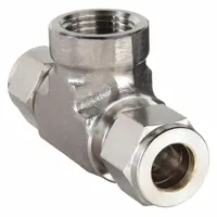 PARKER Compression Tee Fitting: 3/4 in OD x 3/4 in OD x 3/4 in Pipe Fitting Size, Stainless Steel (MPN 12FBT12N-316)