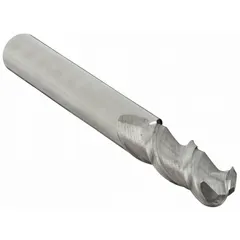 Solid carbide ball end mill with 2 flutes, 1/8" mill diameter, 1/2" length of cut, and 1-1/2" overall length. Designed for machining aluminum and non-ferrous materials. Suitable for contouring, profiling, and die/mold work in CNC milling applications.