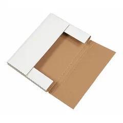 Corrugated cardboard mailer with single-wall construction and ECT-32-B board test. Inside dimensions 12-1/8 x 9-1/8 x 1 inches. Kraft color. Easy-fold closure for quick assembly. Suitable for shipping documents, small parts, or lightweight goods.