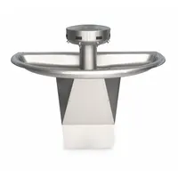 BRADLEY Wash Fountain: Silver, Stainless Steel, Semi-Circular, 54 in Overall Wd, 4 Stations, Sentry (MPN S93-633)